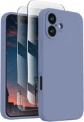 FireNova Designed for iPhone 16 Case, Silicone Upgraded [Camera Protection] Phone Case, Soft Anti-Scratch Microfiber Lining Inside, 6.1 inch, Lavender Gray