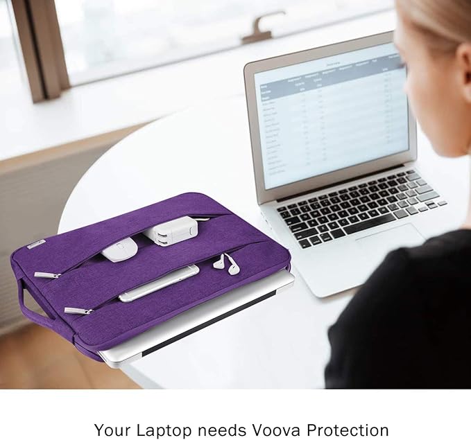 Voova 13 13.6 Inch Laptop Sleeve Case Compatible with MacBook Air 13 M1/M2/M3/M4 2020-2025, MacBook Pro 13/14, IPad Air/Pro 13, Waterproof Slim Computer Bag Cover with Handle, Purple