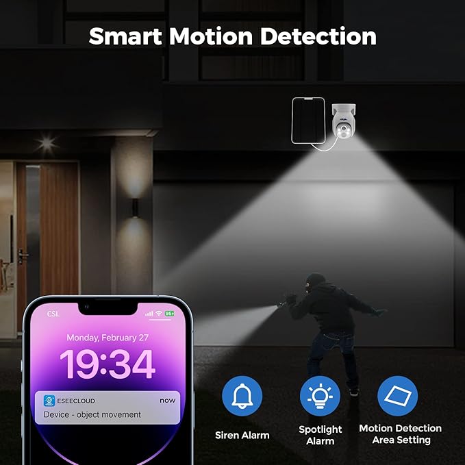 Hiseeu Solar Security Camera Outdoor, 4PCS 4MP Wireless Security Camera System with 10in LCD, 2-Way Audio, PT 360°, Night Vision, Motion Detection, 2.4G WiFi, No Subscription fee