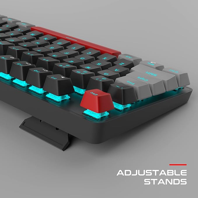 MageGee Mechanical Gaming Keyboard, 104 Keys Blue Backlit Keyboards with Red Switches Double-Shot Keycaps, USB Wired Mechanical Computer Keyboard for Laptop, Desktop, PC Gamers(Gray & Black)
