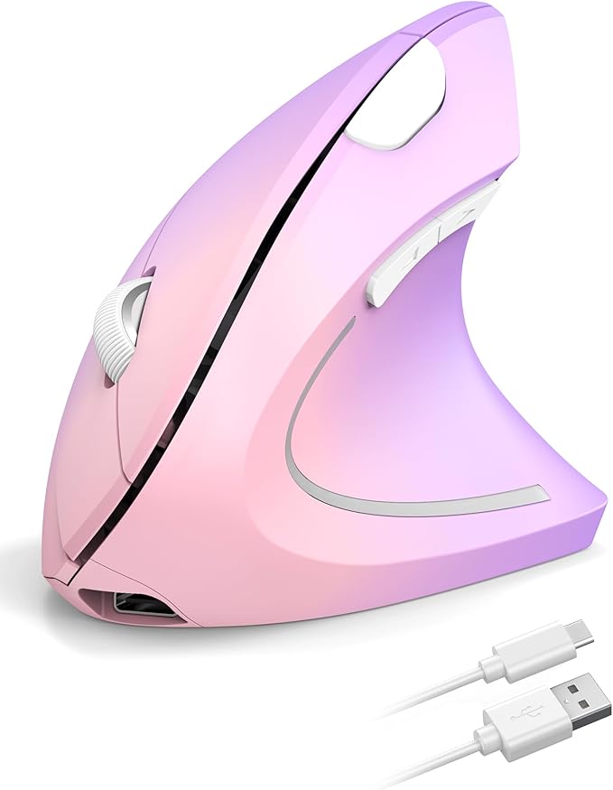 TECKNET Ergonomic Mouse, Wireless Rechargeable Vertical Mouse for Carpal Tunnel Right Hand, 4800 DPI 5 Adjustable Levels 2.4GHz with USB-A Receiver, Silent Click, for Laptop, PC, MacBook, Desktop
