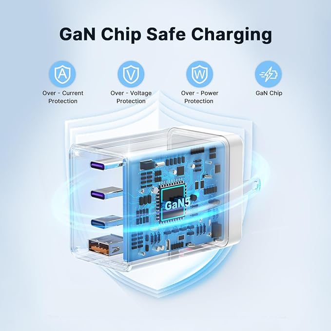 2 Pack 200W USB C Charger Block, Adapter for iPhone 17/16/15 Pro Max Charger Fast Charging, Foldable 4-Port GaN5 Fast Charging Block, Dual 65W Laptop Super Fast Charger Type C for MacBook Pro/Air iPad