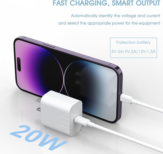 8Pack USB C Charger Block, iGENJUN 20W for Phone Fast Charger Wall Charger with PD 3.0, Compact Type C Power Adapter for Phone 17/16/15/14, Galaxy, Pixel, AirPods Pro (Arctic White)