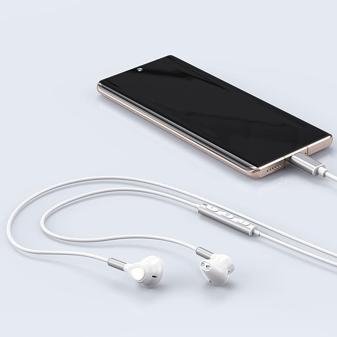 USB C Headphones for Samsung Galaxy S26 S25 S24 S23 S22 S21 S20 A56 A17 A16 Wired USB C Earbuds with Mic Volume Control Earphones USB Type C Headphones for iPhone 17 16 15 Pro Max Plus iPad 10 Pixel