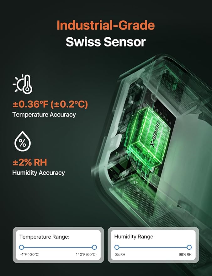 X-Sense WiFi Thermometer Indoor Hygrometer Black Kit Bundle with White Digital Temperature Sensor with App Control