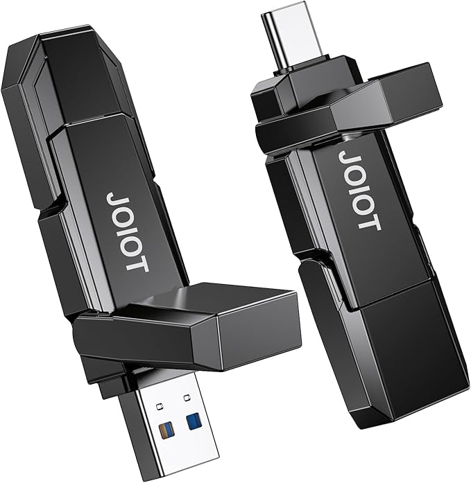 JOIOT USB C Flash Drive 512GB Up to 450MB/s Dual Type-C & USB-A USB 3.2 Solid State Drive USB-C Thumb Drive Compatible with iPhone 15/16/17 Series Smartphone Tablet Laptop Car Smart TV Game Console