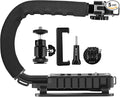 PULUZ U/C Shape Video Action Stabilizing Handle Grip Handheld Stabilizer Kit with Phone Clamp & Quick Release Buckle & Long Screw for Canon Sony Nikon Cameras and Home DV Camera Smartphones