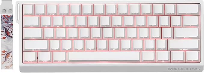 Hyekit x FGG MADLIONS MAD 60 HE RGB 60% Wired Magnetic Switch Gaming Keyboard with Adjustable Actuation, 8000 Hz Polling Rate, Rapid Trigger Mode, Hall Effect Switches, for PC/Mac, White