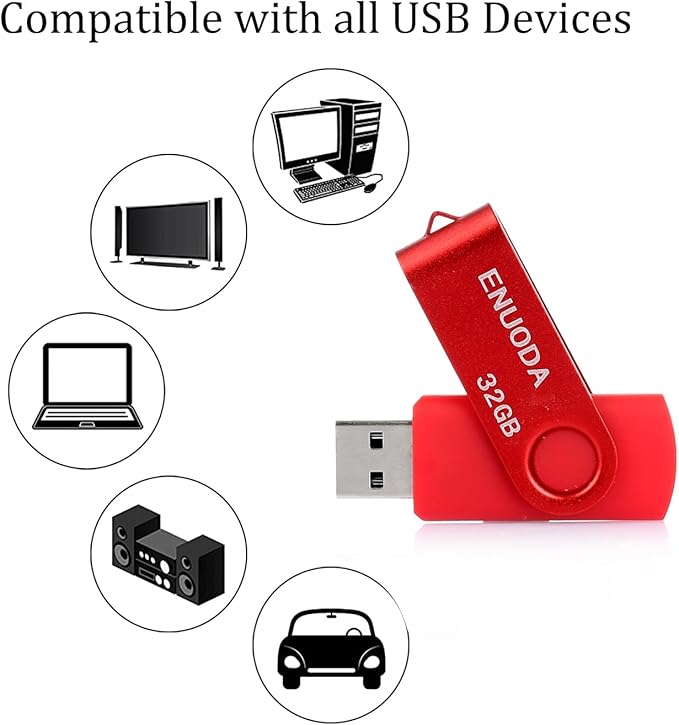 32GB Flash Drive ENUODA 3 Pack Thumb Drives Swivel Design USB 2.0 Memory Stick Jump Drive Pen Drive for Data Storage and File Transfer (Blue Red Black)