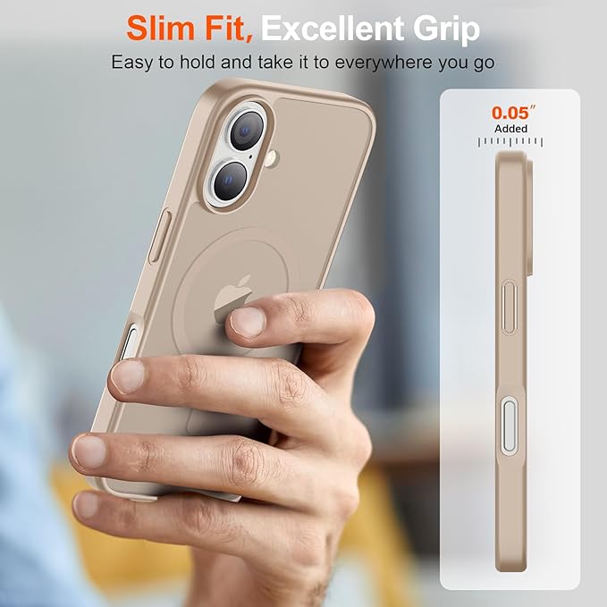 SUPFINE Magnetic for iPhone 17 Case (Compatible with MagSafe)(Military Grade Drop Protection) Translucent Matte Shockproof with Anti-Fingerprint Phone Cover,Desert Gold