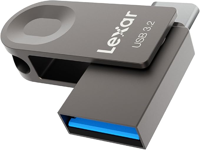 Lexar E32C 64GB Type-C USB Flash Drive, USB-A&USB-C 3.2 Gen 1 Dual Drive OTG 100MB/s Read, Thumb Drive Swivel Design Jump Drive for USB 3.0/2.0, Memory Stick for Android Smartphone, Laptop, PC