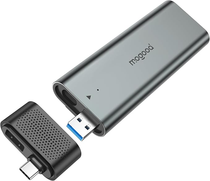 MOGOOD SSD Enclosure, USB 3.2 Gen 2 NVMe SSD Adapter, 10Gbps High-Speed USB/Type C M.2 Case, Plug and Play, Compatible for 2280/2260/2242/2230 SSDs, ABS Material