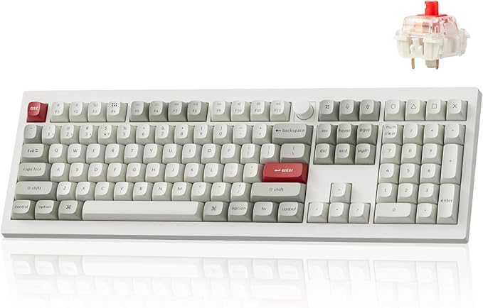 Keychron V6 Max Wireless Custom Mechanical Keyboard, 2.4 GHz Bluetooth 5.1 QMK Full-Size Layout with Hot-swappable Gateron Red Switch RGB Backlight Compatible with Mac Windows Linux