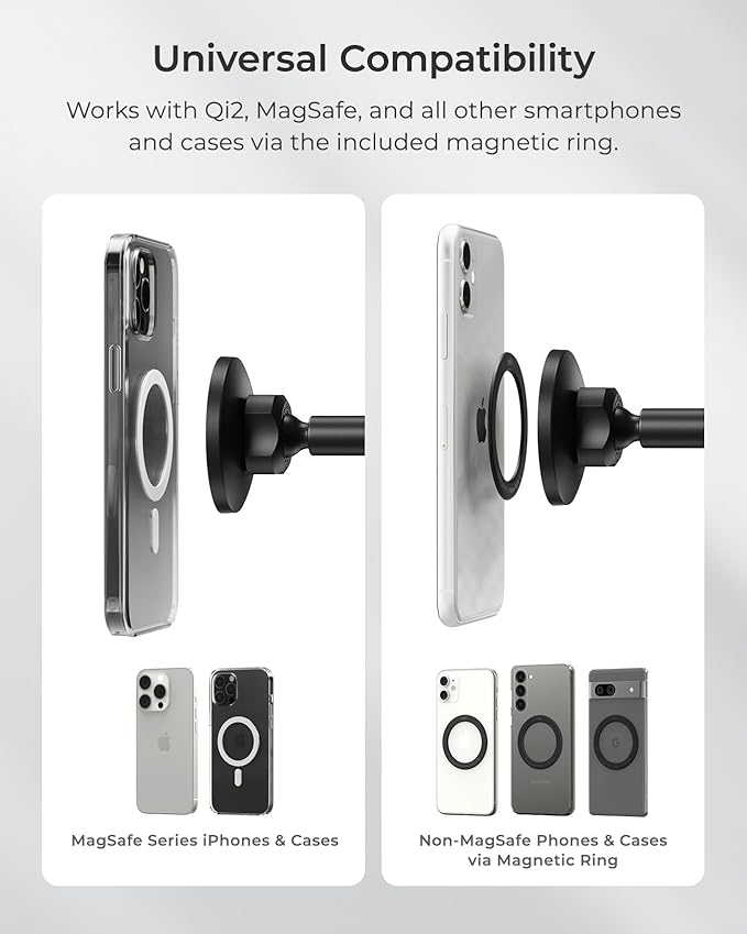 iOttie iTap 3 Magnetic Dash & Windshield Car Mount, Phone Holder with Suction Cup, Includes Magnetic Ring Adapter, Compatible with iPhone 12-17, Samsung Galaxy, Google Pixel, and MagSafe Phones