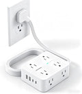15 Ft Long Extension Cord with Ultra-Thin Flat Plug, 8 Widely Spaced Outlets & 4 USB Ports (2 USB C), 1080J Surge Protected Power Strip for Home Office, College Dorm Room Essentials, Wall Mount