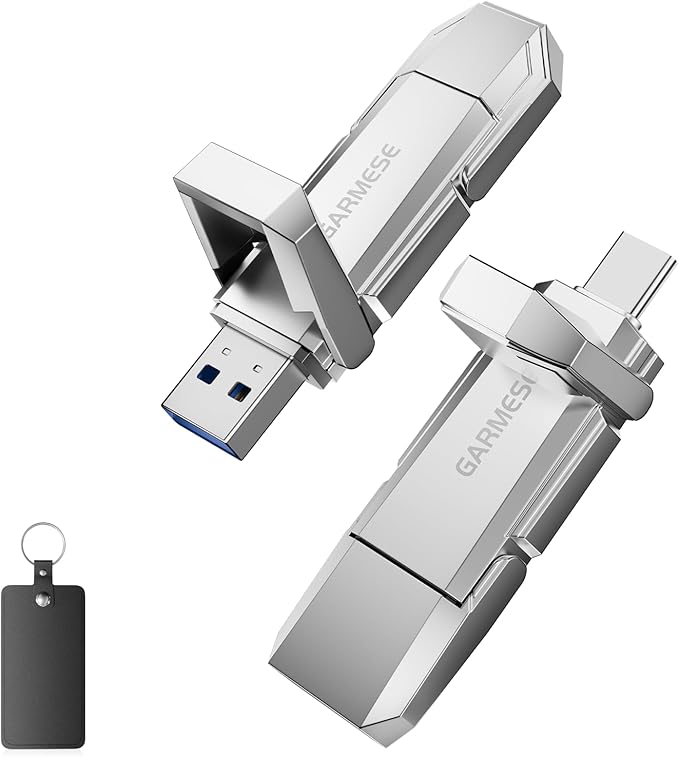 64GB USB C SSD-Grade Flash Drive Up to 450MB/s USB 3.2 Solid State Thumb Drive Type-A + Type-C 2-in-1 Flash Drive Memory Stick Data Storage for iPhone 17/16/15/Android Phone/Windows/Mac