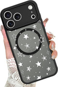 KANGHAR Case Compatible with iPhone 17 Pro Max Stars Pattern [Compatible with Magsafe] Cute Protective Magnetic Case for Girls Women Men White