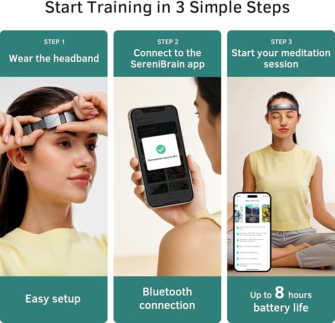 EEG Neurofeedback Headband for Meditation & Brainwave Monitoring, Real-Time Brain Activity Tracker with App, Train Focus, Relaxation & Sleep Preparation