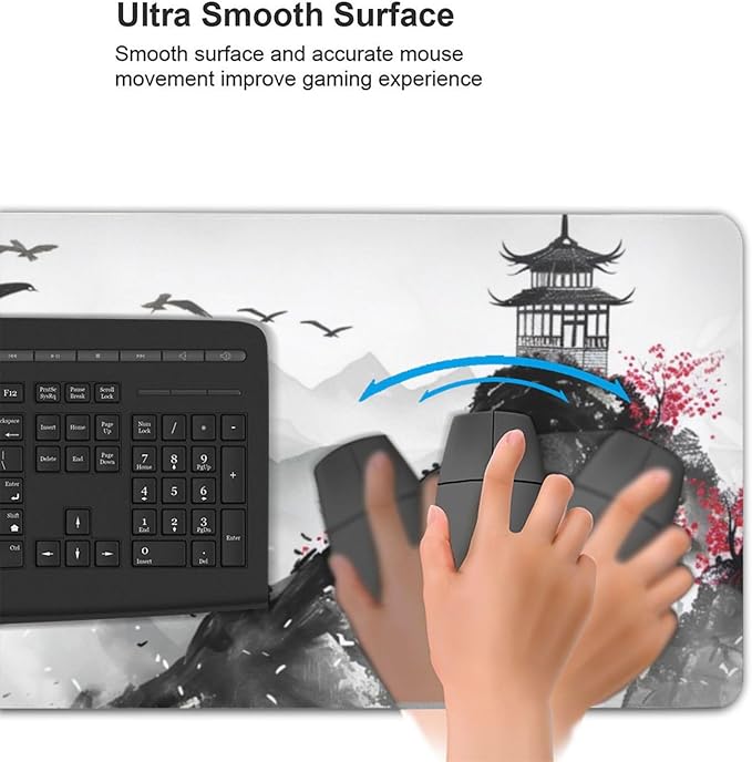 3XL Extended Gaming Mouse Pad -Watercolor Cherry Blossom 24x48 Inch Mouse Mats Desk Pad,Large Desk Mat,Extended Keyboard Mousepad with Non-Slip Base and Stitched Edge for Home Office