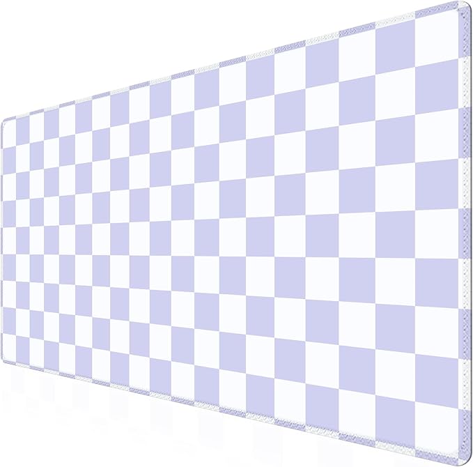 iCasso Desk Pad Mat, Desk Matt for Desktop, Cute XXL Large Mouse Pad, Anti-Slip Big Mousepad with Stitched Edges, Keyboard Pad Mouse Mat for Computer (Purple Checkered)