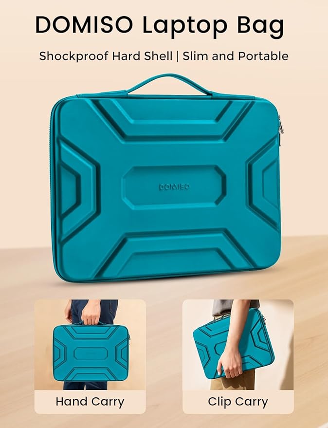 DOMISO 14 inch Laptop Sleeve with Handle, Shockproof & Waterproof EVA Protective Laptop case, Hard Laptop Sleeve for 14" HP Dell Asus Lenovo Laptop, Teal
