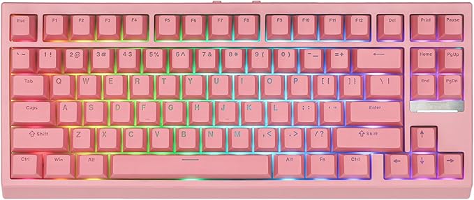 EPOMAKER G84 80% RGB Gaming Mechanical Keyboard, 2.4GHz/ Type-C/BT Wireless Keyboard, QMK/VIA Programmable, Hot-Swappable, NKRO, with Shine Through PBT Keycaps for Gamers (Pink, Creamy Jade Switch)