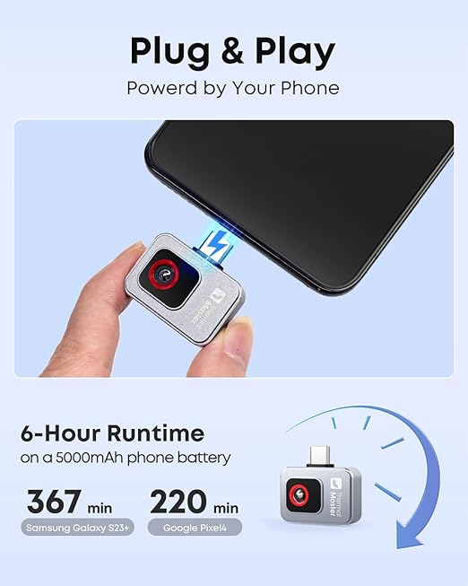 Thermal Master P2 - Thermal Camera for Android, 512×384 Super Resolution Infrared Imager with 1.5℃ PCB Accuracy, Hotspot Tracking, -4℉ to 1112℉ High Temp, Plug & Play, Grey