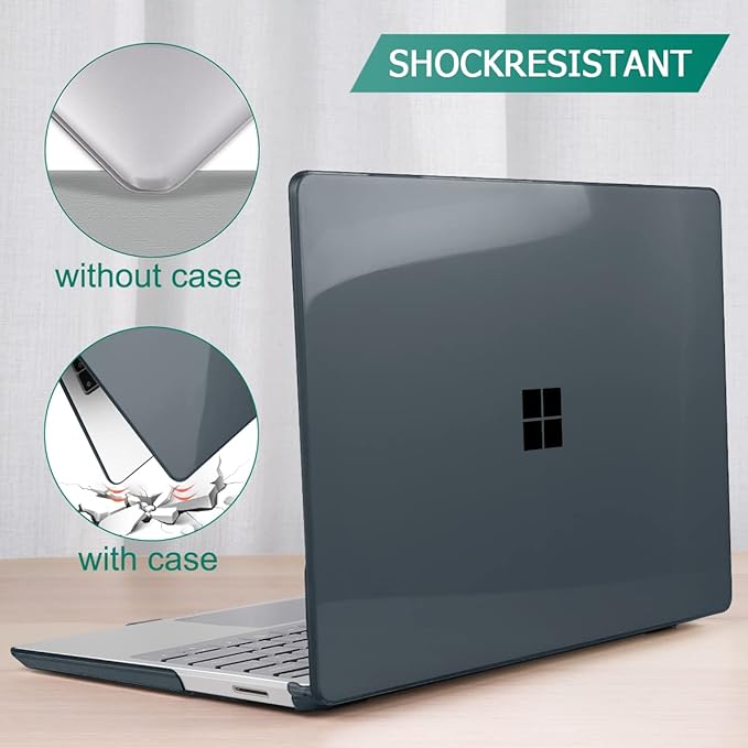 Case for 13.5" Microsoft Surface Laptop 5/4/3 with Metal Palm Rest ONLY 2019-2022 Release Models:1868/1951, Plastic Hard Shell Case with Keyboard Cover & Screen Protector, Crystal Black