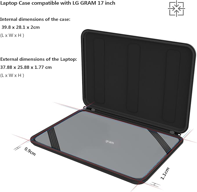 Smatree 17inch Hard Shell Laptop Case for Dell XPS 17 9730 9720 9710 9700, LG Gram 17Z95P Ultra Lightweight, LG Gram 17.3 Notebook Carrying Bag, Slim Protective Shockproof Laptop Cover with YKK Zipper