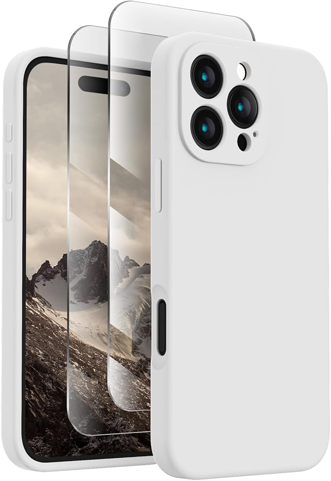 FireNova Designed for iPhone 16 Pro Case, Silicone Upgraded [Camera Protection] Phone Case, Soft Anti-Scratch Microfiber Lining Inside, 2024, White