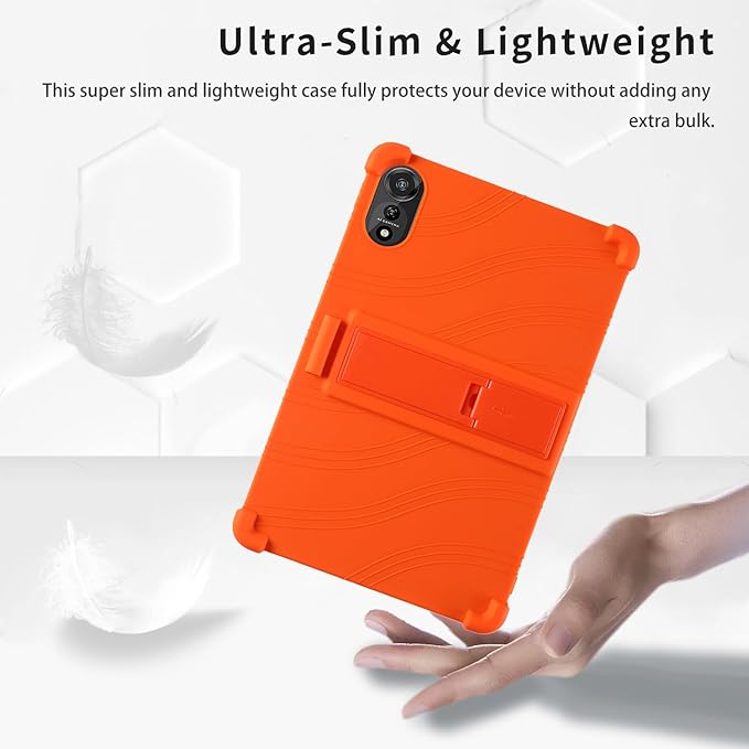 for Nexall N90 Tablet Case 12Inch, Shockproof Four Corner Airbag Protection,Soft Silicone Edge Cover with Built-in Stand,Heavy Duty Protective Sleeve for Nexall N90,Orange