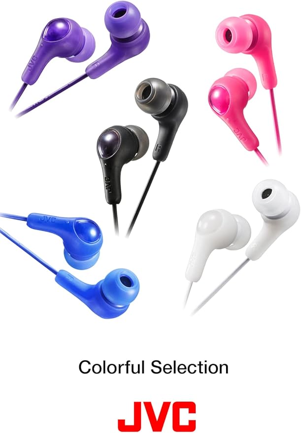 JVC Gumy in Ear Earbud Headphones, Powerful Sound, Comfortable and Secure Fit, Silicone Ear Pieces S/M/L - HAFX7W White
