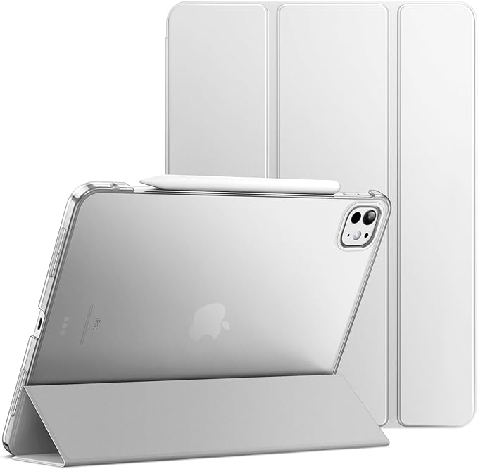 JETech Case for iPad Pro 11-Inch M5/M4 2025/2024 (6th/5th Generation), Slim Stand Hard Back Shell Smart Cover with Auto Wake/Sleep (Silver)