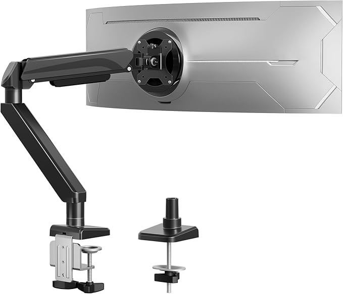 Heavy Duty Single Monitor Arm for Max 42 Inch Screens, Monitor Mount for Desk Supports 4.4-33 lbs, Height Adjustable Ultrawide Monitors Stand with C-Clamp & Grommet Base, VESA Mount 70/100