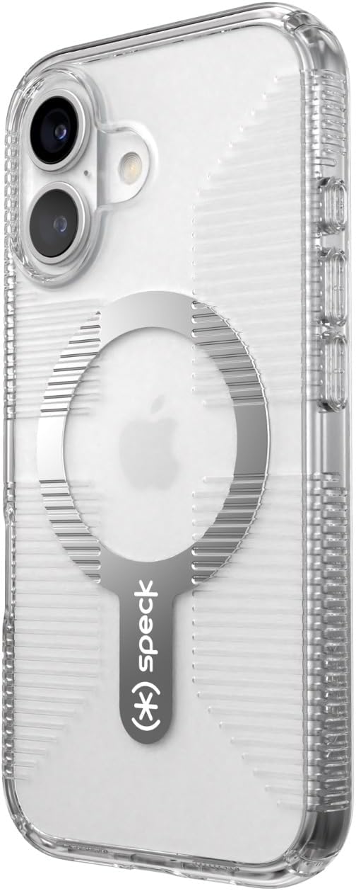 Speck Clear iPhone 16 Case - Slim Phone Case - MagSafe - GemShell - Crystal Clear