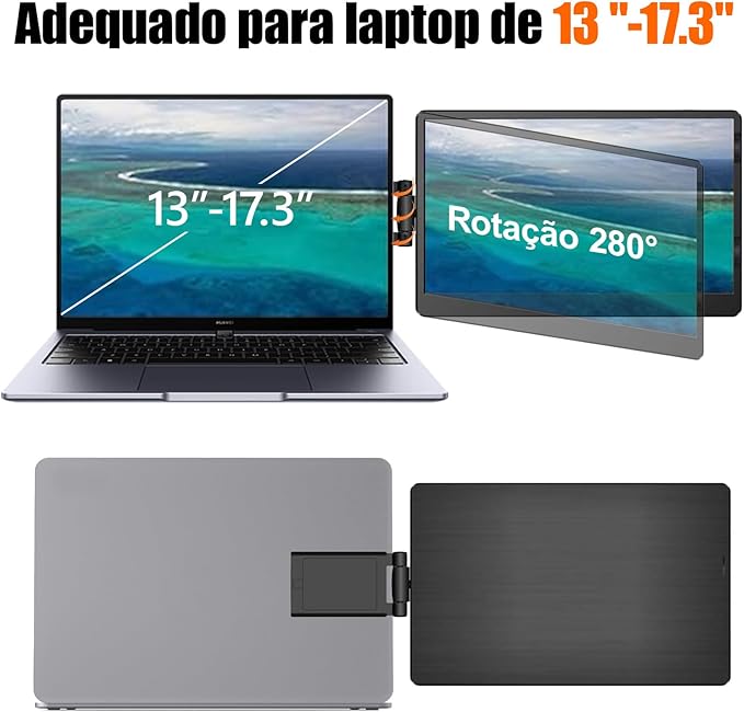 Anvazise Laptop Monitor Extender, 11.6/14.1 inch Portable Monitor Dual Screen External Second Monitor 1920×1080 FHD IPS,USB-C/HDMI,Plug and Play,for Laptop Notebook (11.6 inch)