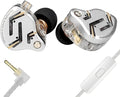 KZ ZS12 PRO 2 in Ear Monitor Headphones, 5BA+1DD 6 Hybrid Driver Gaming Earbuds Wired Earphones, HiFi Clarity Sound Immersive Bass IEMs for Gaming Musicians Singer Audiophile (Silver with Microphone)