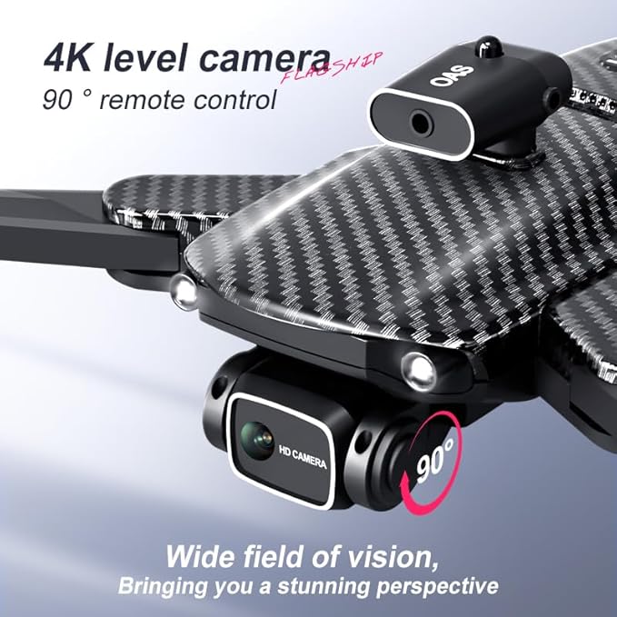 Drone with Camera 4K, 150° Adjustable Lens Foldable RC Quadcopter, Brushless Motors, Night Vision, Shock Absorbing, Obstacle Avoidance, One Key Take Off, 2 Batteries