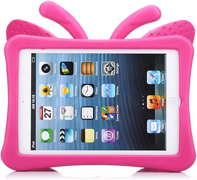Kids Proof Case for Apple iPad mini 5/4/3/2/1 with Kickstand 3D Cartoon Soft EVA Foam Lightweight Shockproof Cover iPad mini 5th (2019) 4th/3rd/2nd/1st Generation 7.9", Rose Butterfly