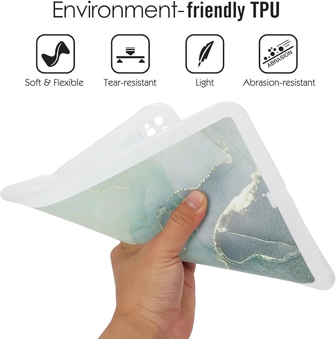 for iPad Pro 12.9 inch Tablet Case 6th/5th/4th/3rd Generation (2022/2021/2020/2018) Slim Lightweight Glitter Bling Soft TPU Back Shockproof Cover Flexible Silicone Bumper Shell,Green Marble