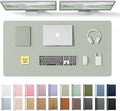 YSAGi Leather Desk Protector, Office Mat, Large Mouse Mat, Non-Slip PU Leather Blotter, Laptop Desk Pad, Waterproof Writing Pad for Office and Home (Grayish Green, 47.2" x 23.6")