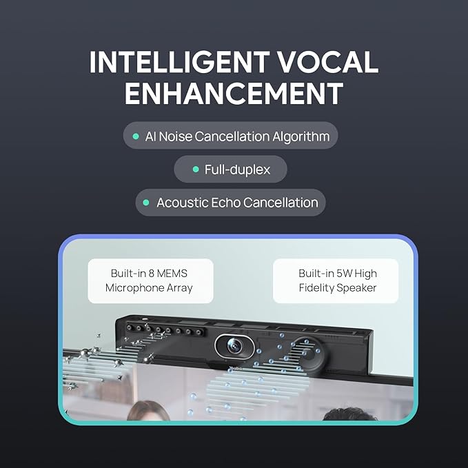 Yealink Video Conference Camera, 4K Webcam, 120 AI Auto Framing, 8 Microphone Arrays & Speaker Tracking, AI Noise Cancellation Teams Certified, Meetingbar A10 All-in-One Conference Room System