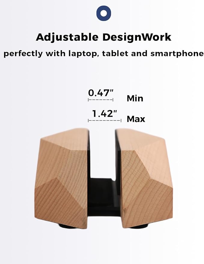 Adjustable Vertical Laptop Stand, MacBook Holder Wood Stand, Wooden Laptop Stand, Vertical Laptop Holder for Desk, Width Adjustable Dock Fits All MacBook/Surface Pro