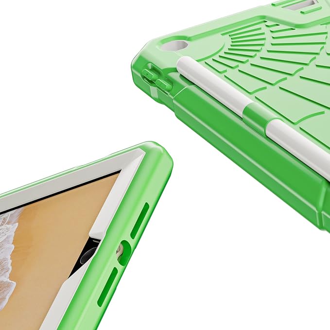SIBEITU iPad 9.7 Case with Pencil Holder 2018/2017 | iPad 6th Generation Cases with Stand | iPad 5th Generation Case for Kids | Slim Shockproof Protective Case for iPad 9.7 inch 5th/6th Gen Green