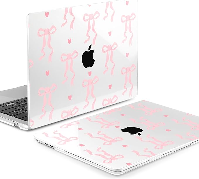 MEEgoodo Case for M5/M4/M3/M2 MacBook Air 15 inch Case 2026 2025 2024 2023, Laptop Shell Fit Model (A3448/A3241/A3114/A2941) for MacBook Air 15.3-inch, Trendy Bow & Hearts