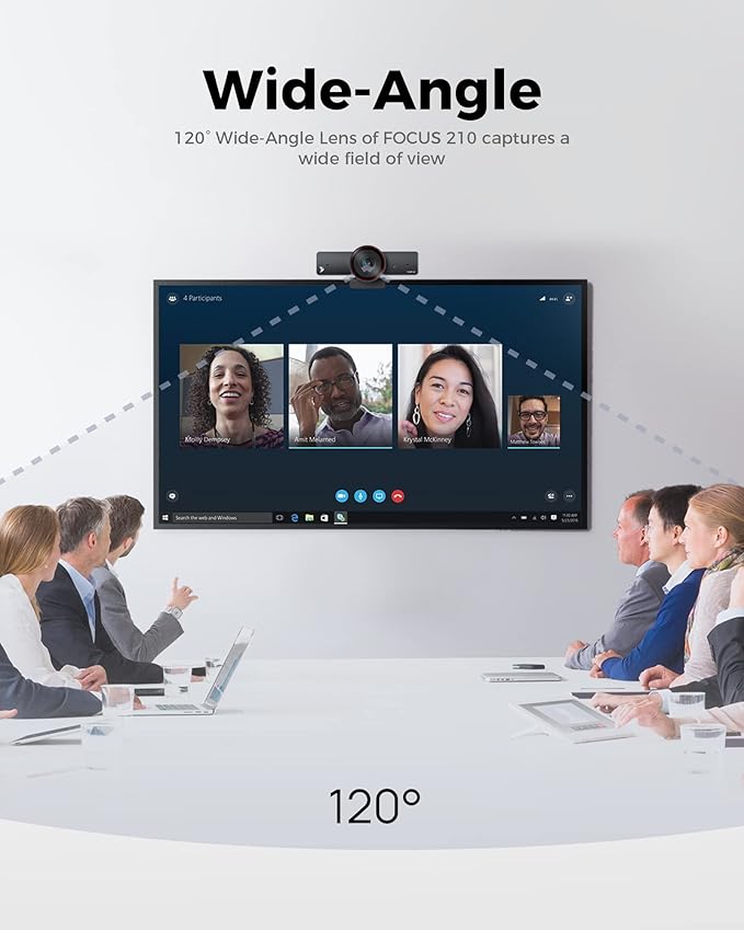 WYRESTORM 4K AI Tracking Conference Webcam, Auto Framing & Presenter Tracking, 120° Wide Angle, Dual Noise Cancelling Mics, Privacy Cover, USB Plug & Play, Zoom Certified for Teams Meeting Rooms