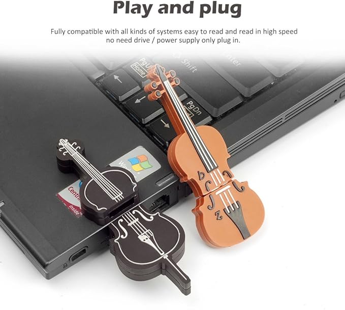 5x8GB USB Flash Drive Musical Instruments USB 2.0 Memory Stick Pendrive(Yellow Guitar,Red Guitar,Cello,Violin,Piano)