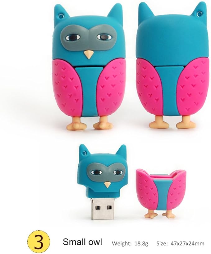 5x32GB USB Flash Drive with Chain Cute Animals Owl Penguin Bee Fox Computer Memory Stick USB 2.0 for Students