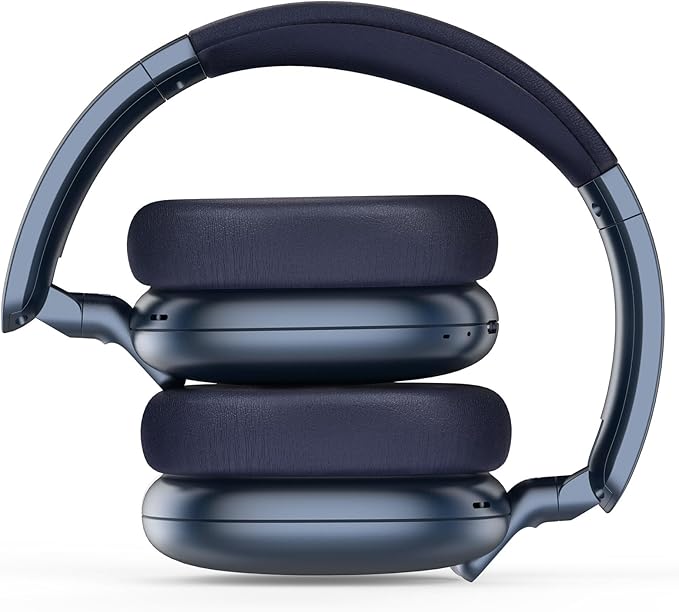 C6 Active Noise Cancelling Headphones, Wireless Over Ear Bluetooth Headphones, 60H Playtime, Lightweight Folding Deep Bass Comfort Fit Ear Cups Headset with Mic for iPad/Travel/PC/Home Blue