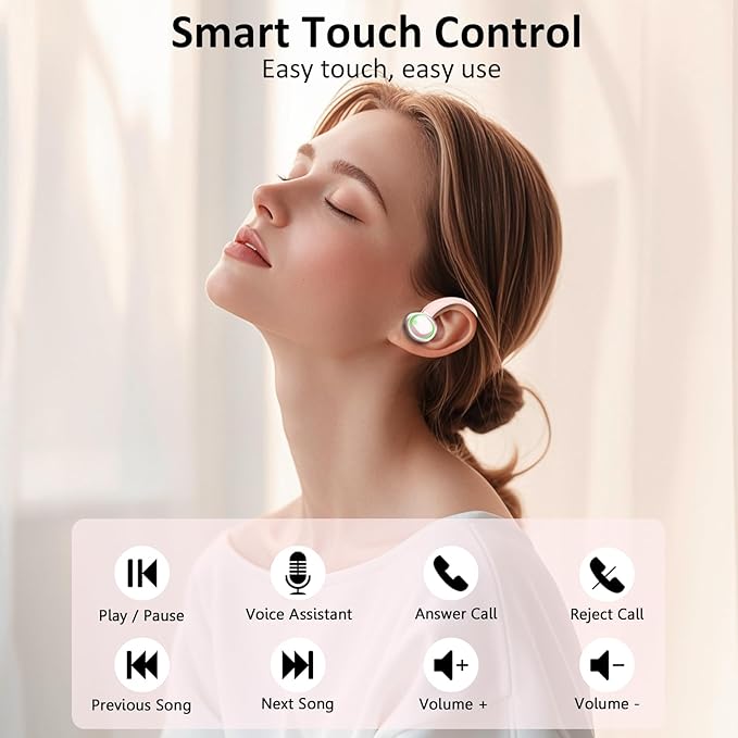 Matast Wireless Earbuds, Bluetooth Headphones Sports, IP7 Waterproof Headset with Earhook Workout, 50H Playback Over-Ear Buds with ENC Noise Cancelling Mic, Deep Bass Fitness Earphones Gym Running